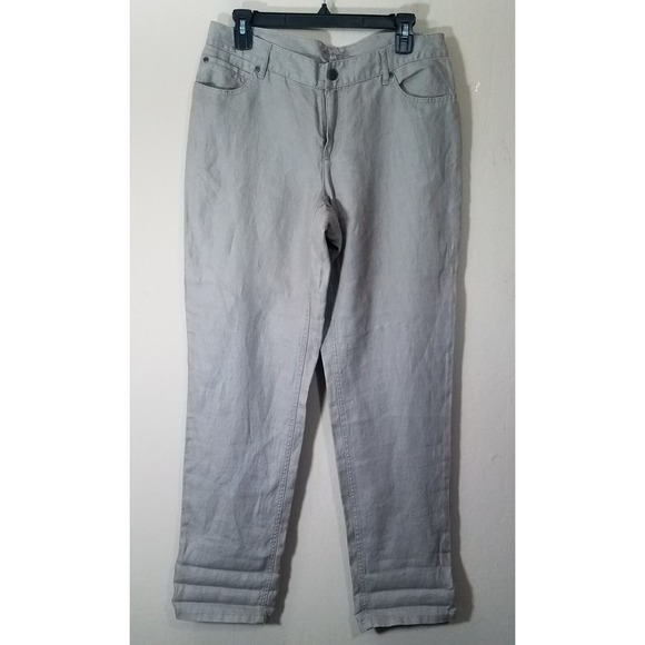 J. Jill Pants - J. Jill Linen Pants Women size 8 Straight Birch Coastal Casual Lagenlook NEW